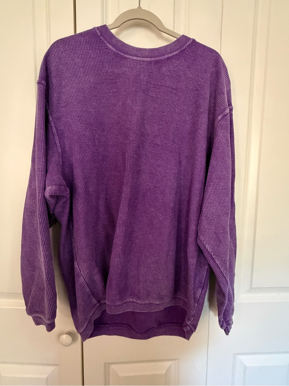 Classic Women's Corded Crewneck Sweater in Purple